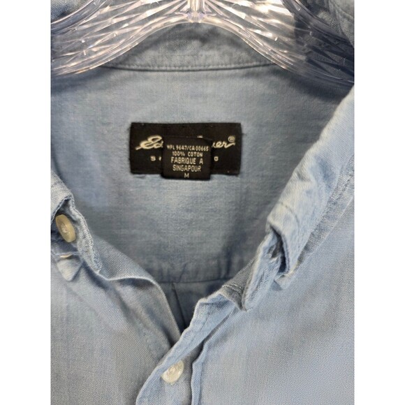 Eddie Bauer Mens Medium Faded Chambray Short Sleeve Collared Shirt Blue - Picture 2 of 9